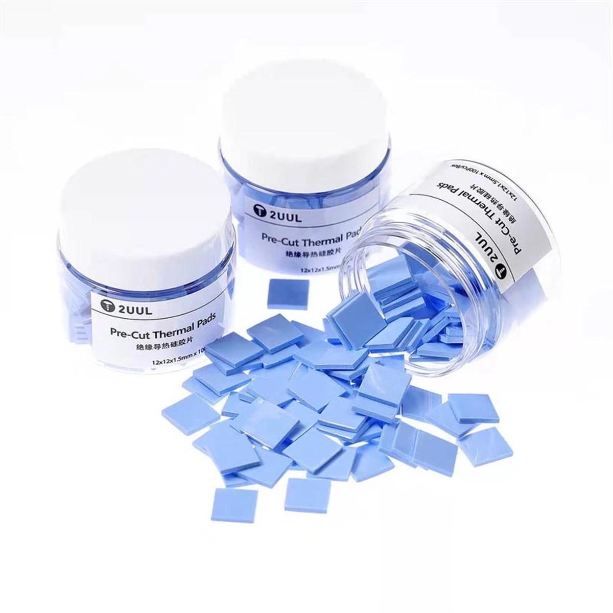 Almohadillas térmicas conductoras de silicona precortadas 12 x12 x 1.5mm 2UUL disipador para proteger (100 pcs)