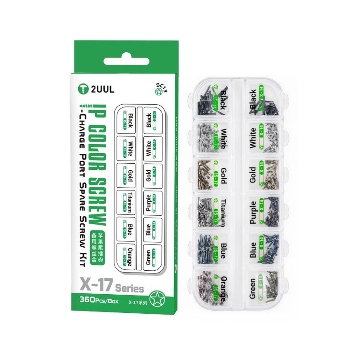 Kit de tornillos de repuesto (360 uds.) - SC13 tornillos de repuesto de color para puerto de carga 2UUL para reparación de iPhone