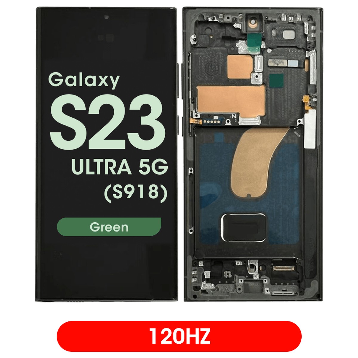 Pantalla 120Hz Soft OLED con táctil + marco Aftermarket para Galaxy S23 Ultra 5G (S918), Green