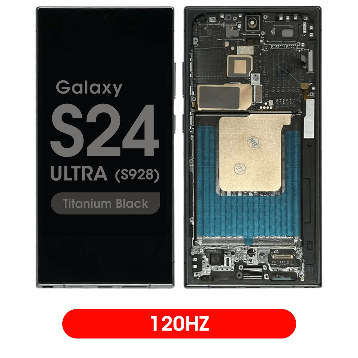 Pantalla 120Hz Soft OLED con táctil + marco Aftermarket para Galaxy S24 Ultra (S928), Titanium Black