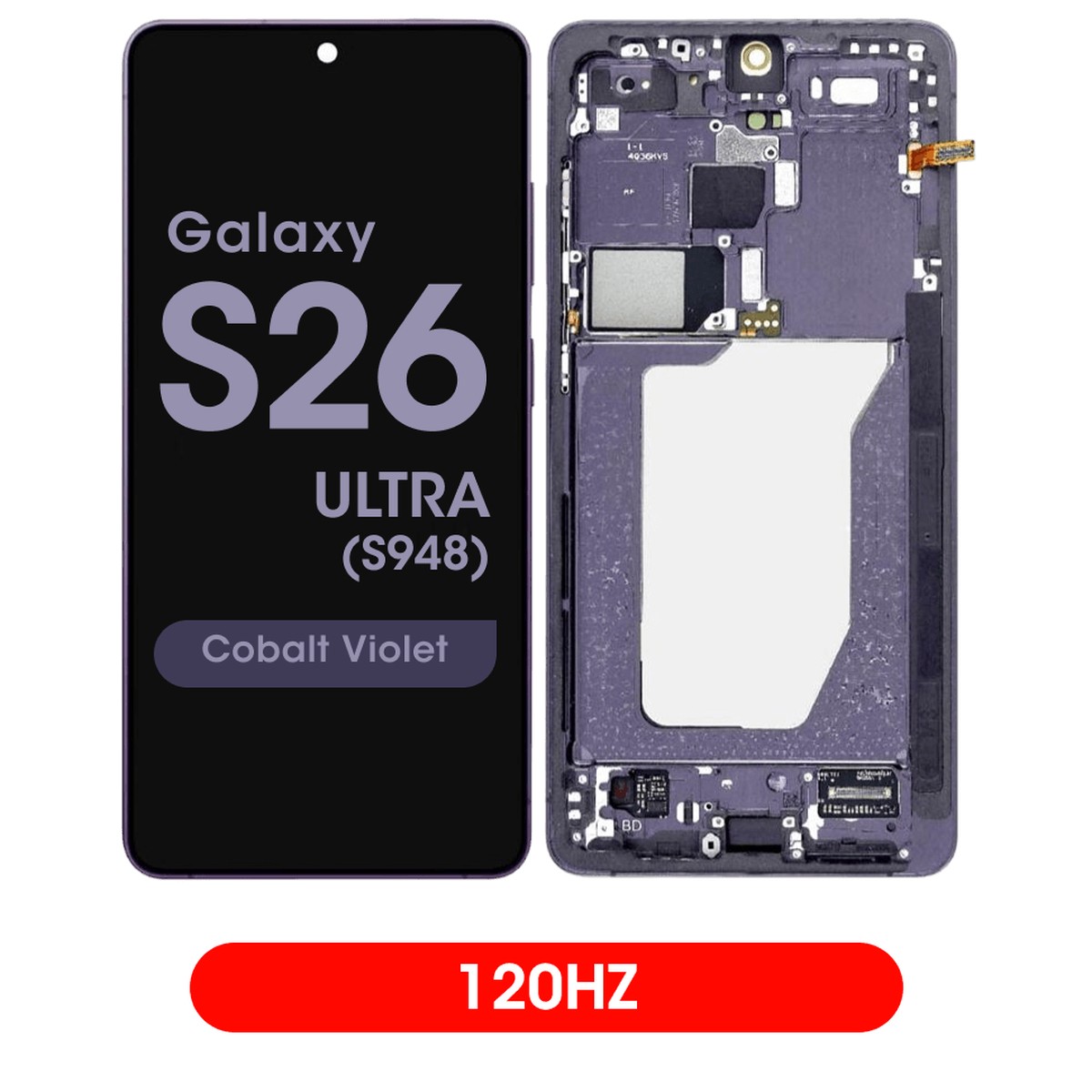 Pantalla 120Hz Soft OLED con táctil + marco Aftermarket para Galaxy S26 Ultra 5G (S948), Versión US / Internacional, Cobalt Violet