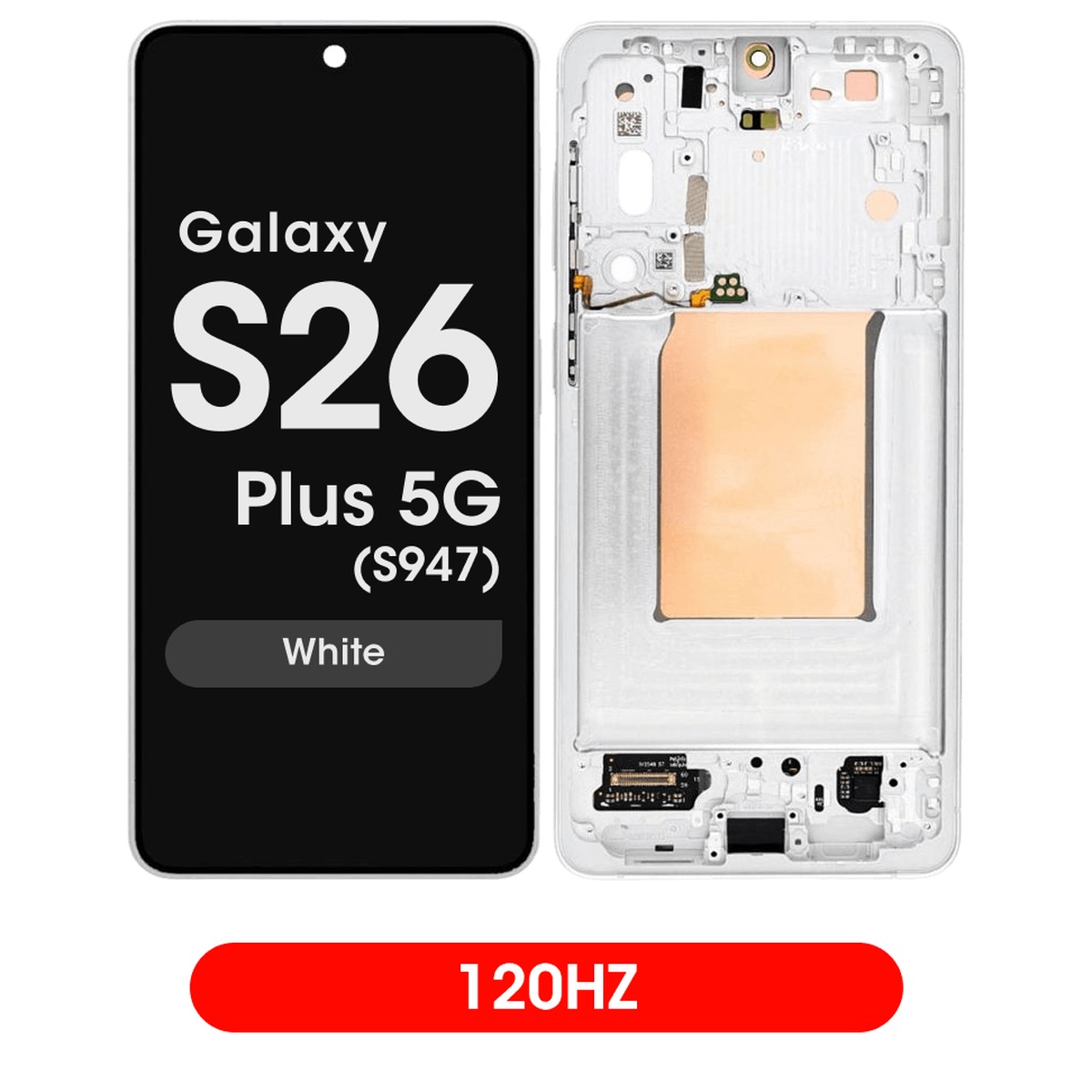 Pantalla 120Hz Soft OLED con táctil + marco Aftermarket para Galaxy S26 Plus 5G (S947), Versión US / Internacional, White
