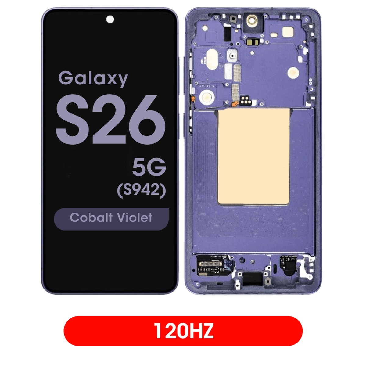 Pantalla 120Hz Soft OLED con táctil + marco Aftermarket para Galaxy S26 5G (S942), Versión US / Internacional, Cobalt Violet