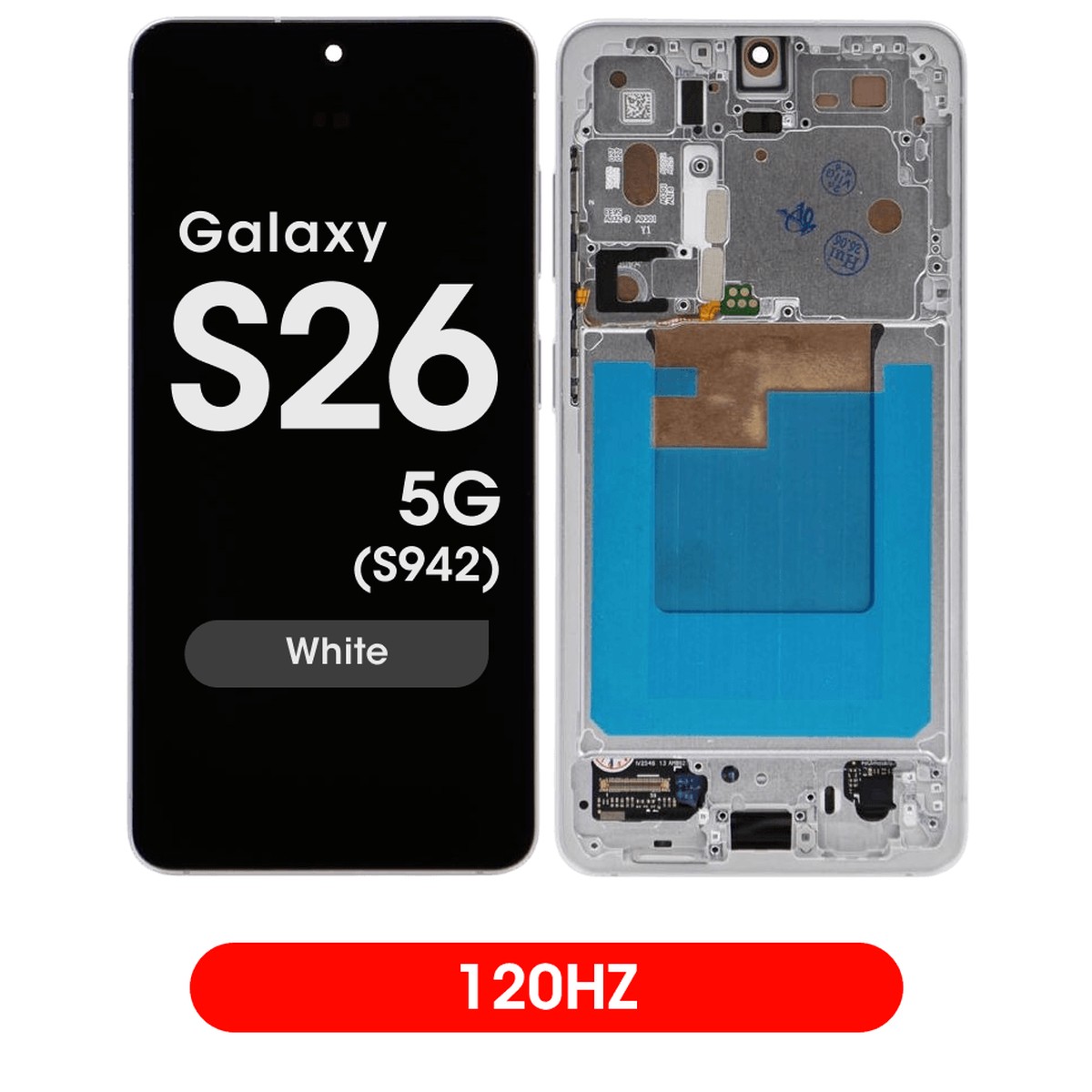 Pantalla 120Hz Soft OLED con táctil + marco Aftermarket para Galaxy S26 5G (S942), Versión US / Internacional, White