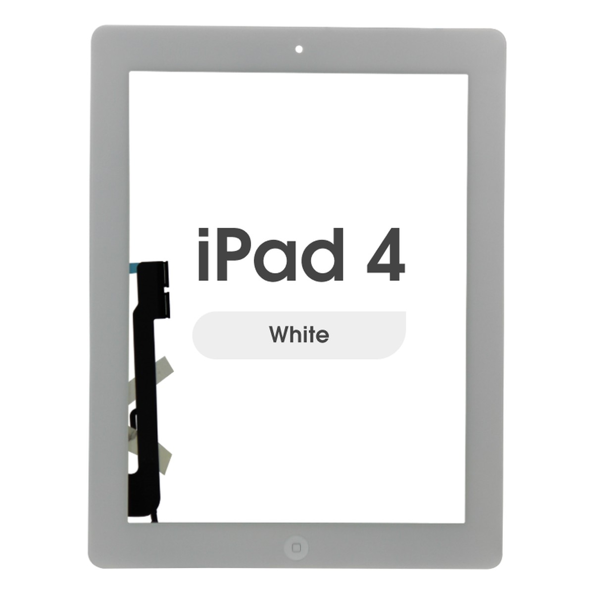 Cristal táctil con digitalizador y botón de inicio Aftermarket para iPad 4, White