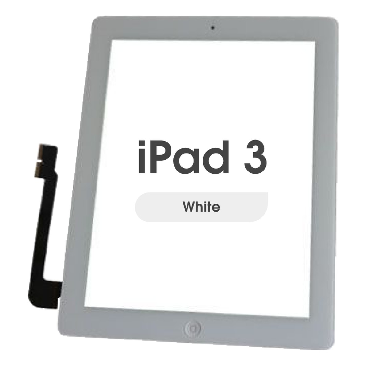 Cristal táctil con digitalizador y botón de inicio Aftermarket para iPad 3, White