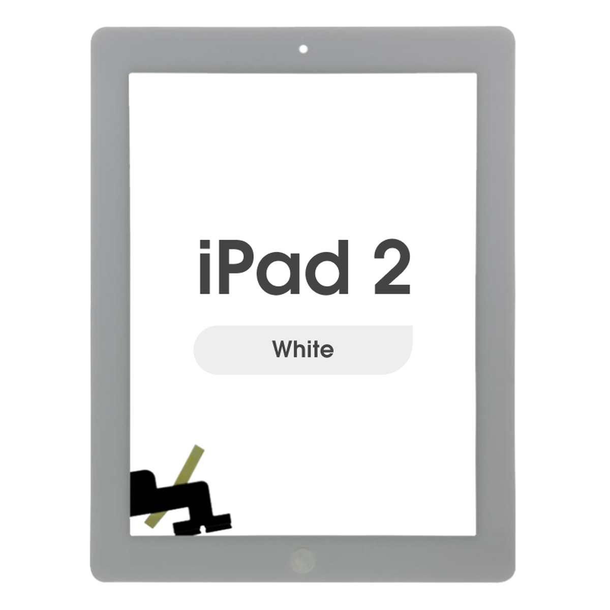 Cristal táctil con digitalizador y botón de inicio Aftermarket para iPad 2, White
