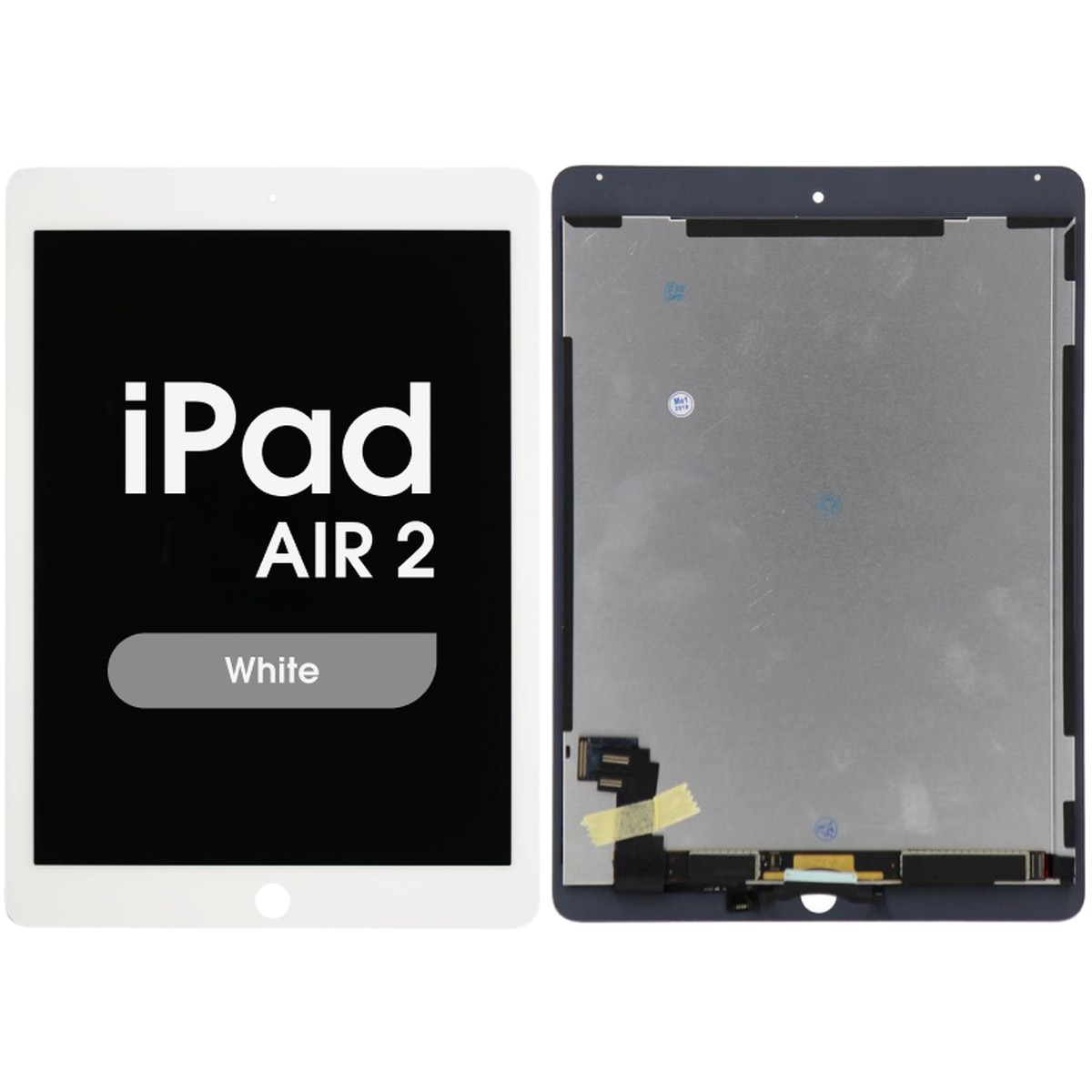 Conjunto completo de pantalla LCD con cristal táctil y flex de reposo / despertar preinstalado Aftermarket para iPad Air 2, White