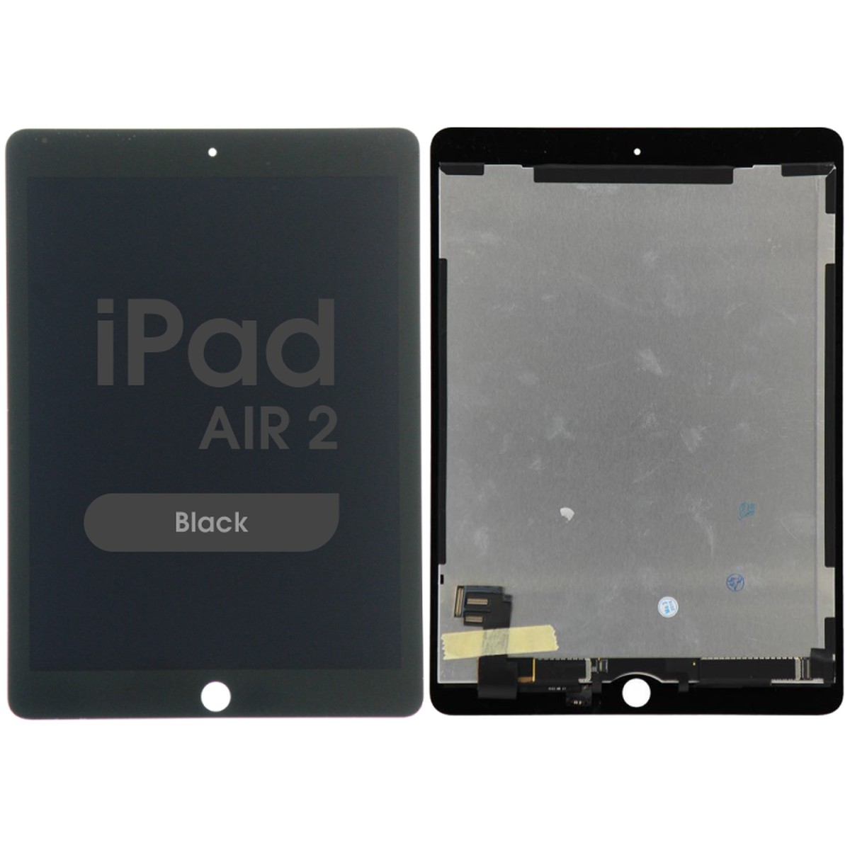 Conjunto completo de pantalla LCD con cristal táctil y flex de reposo / despertar preinstalado Aftermarket para iPad Air 2, Black