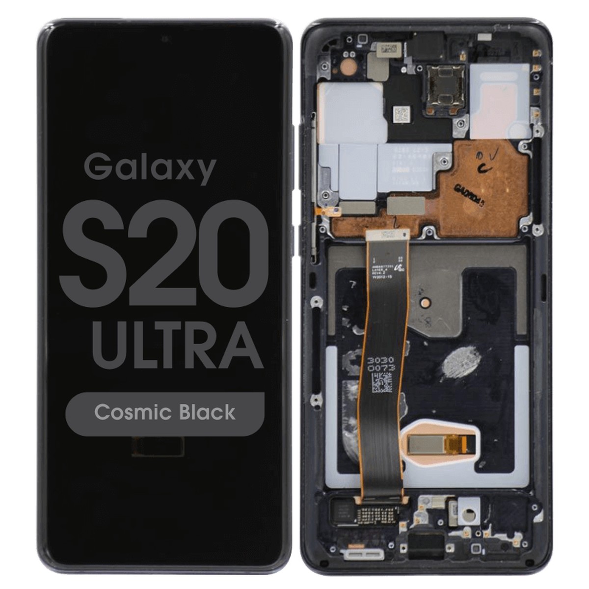 Pantalla Soft OLED con táctil + marco Aftermarket para Galaxy S20 Ultra (G988), Cosmic Black