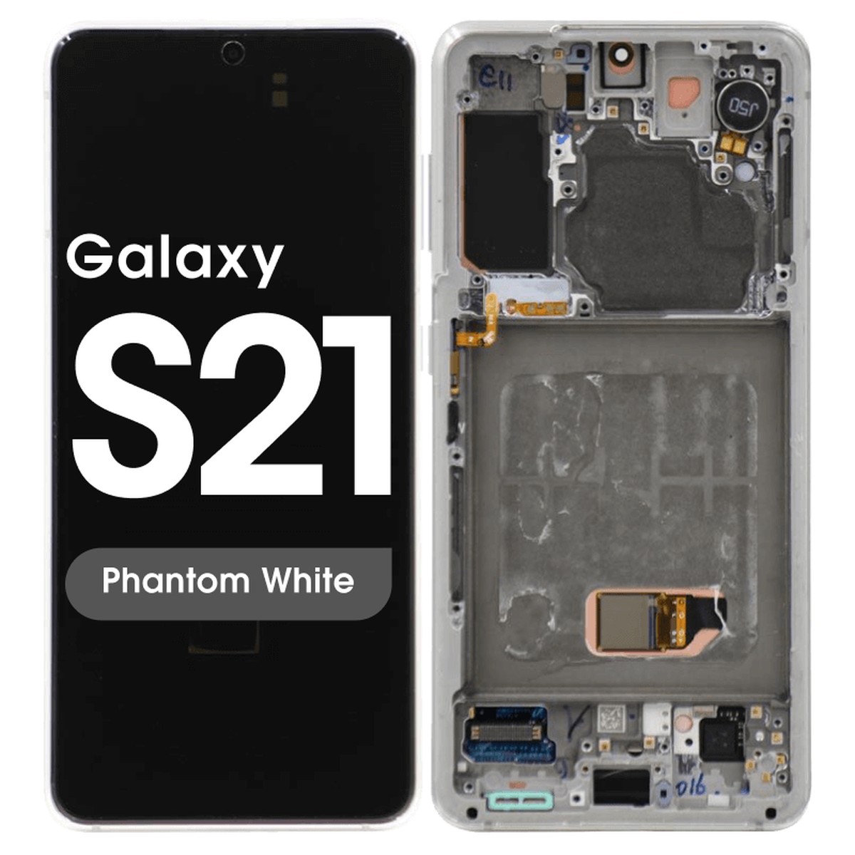 Pantalla Soft OLED con táctil + marco Aftermarket para Galaxy S21 (G991), Must Transfer Antenna for Verizon / Phantom White