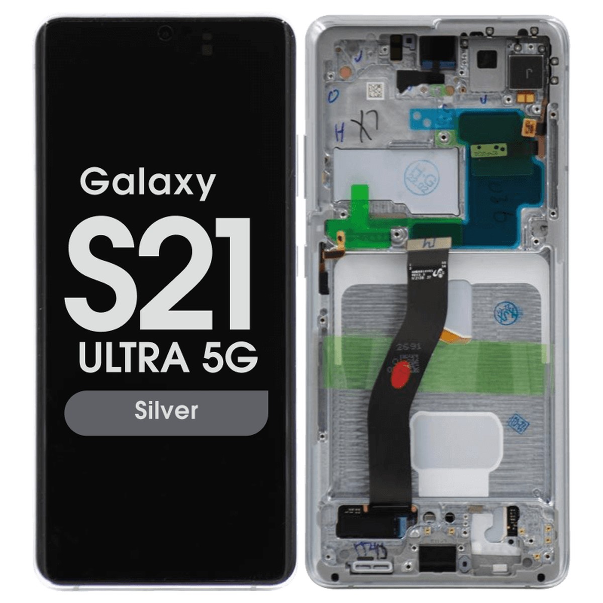 Pantalla Soft OLED con táctil + marco Aftermarket para Galaxy S21 Ultra 5G (G998), Must Transfer Antenna for Verizon / Black — imagen 3