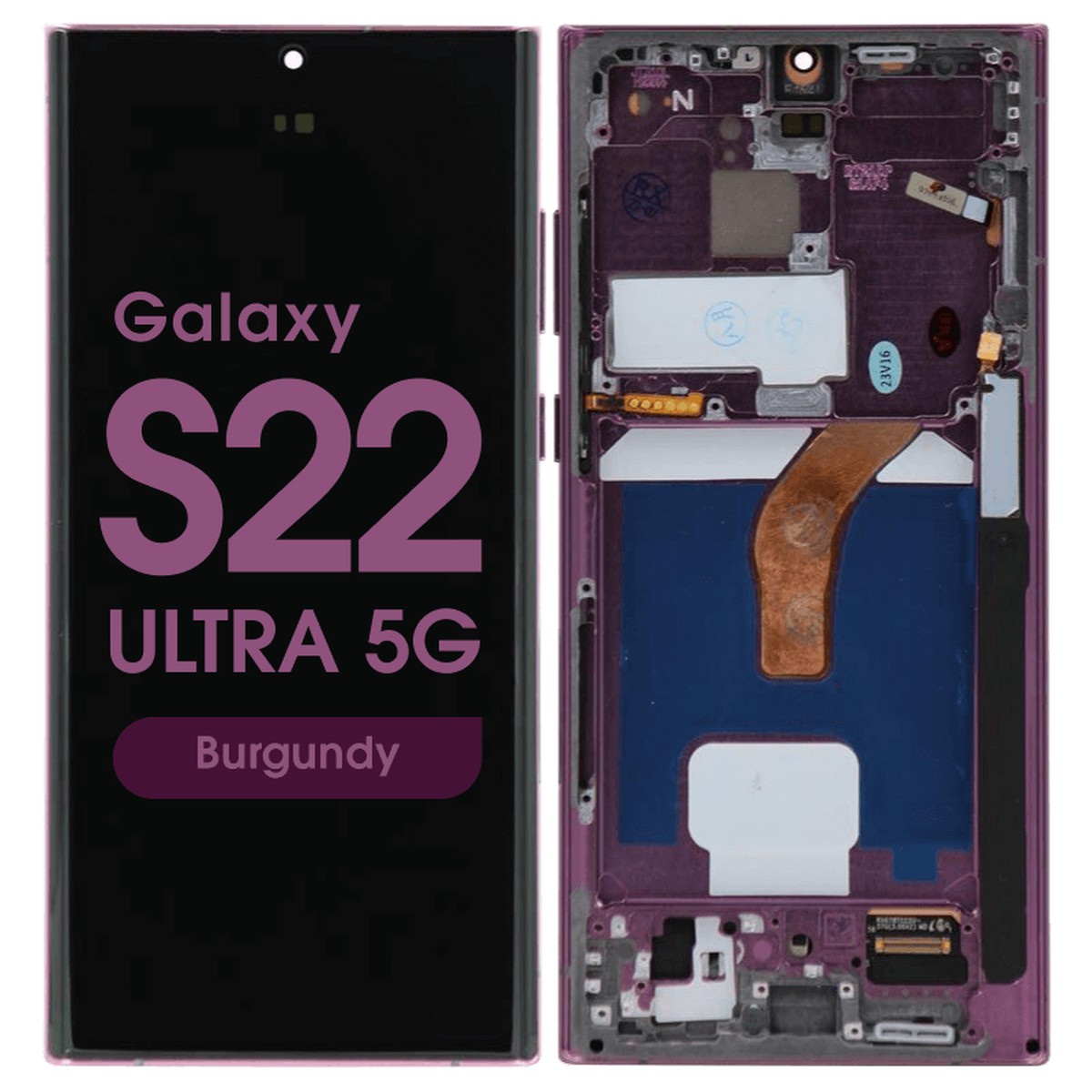 Pantalla Soft OLED con táctil + marco Aftermarket para Galaxy S22 Ultra 5G (S908), Burgundy
