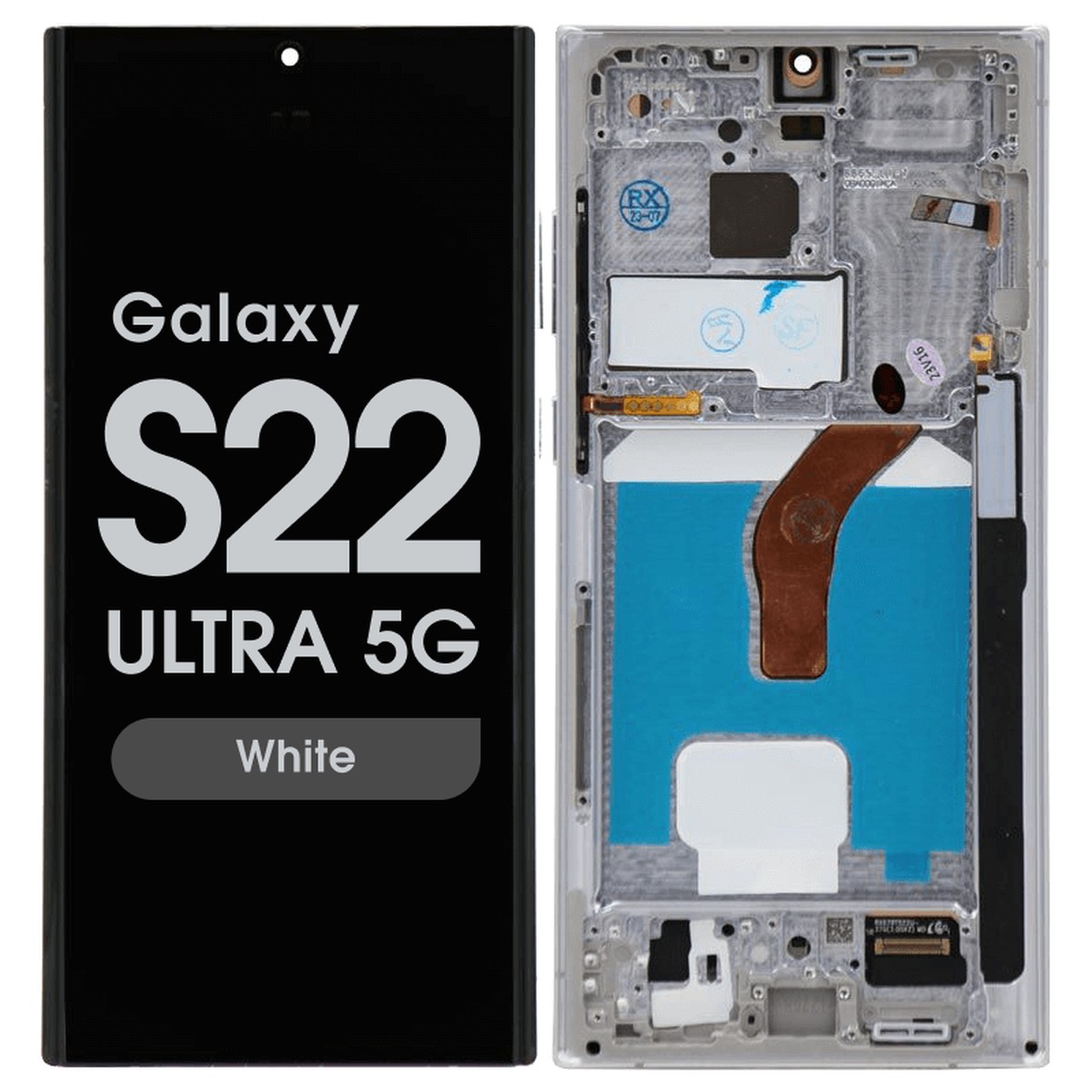 Pantalla Soft OLED con táctil + marco Aftermarket para Galaxy S22 Ultra 5G (S908), White