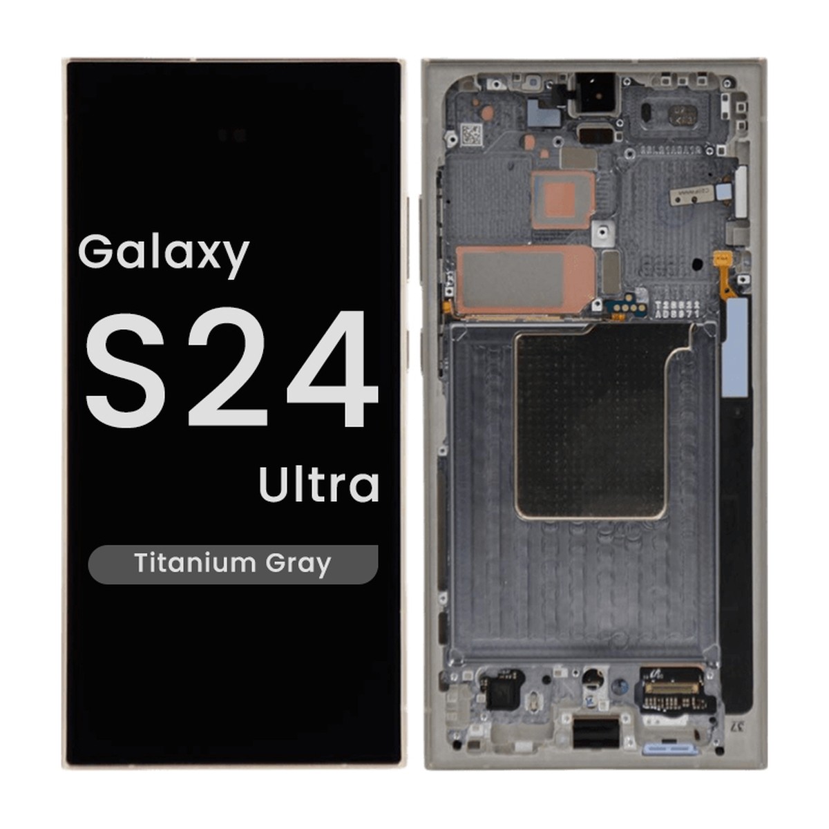 Pantalla Soft OLED con táctil + marco Aftermarket para Galaxy S24 Ultra (S928), Versión US / Internacional, Titanium Gray