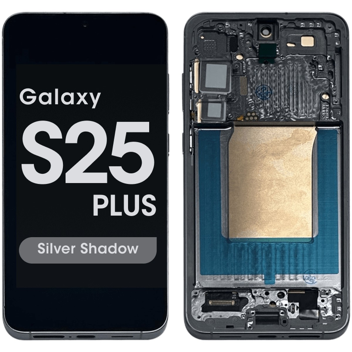 Pantalla Soft OLED con táctil + marco Aftermarket para Galaxy S25 Plus (S936), Versión US / Internacional, Silver Shadow