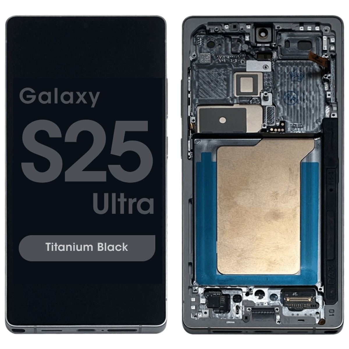 Pantalla Soft OLED con táctil + marco Aftermarket para Galaxy S25 Ultra (S938), Versión US / Internacional, Titanium Black