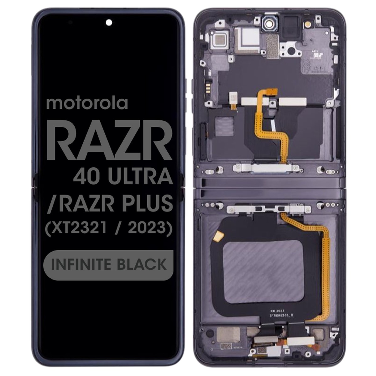 Pantalla OLED con táctil + marco Genuine para Moto Razr 40 Ultra / Razr Plus (XT2321), Infinite Black