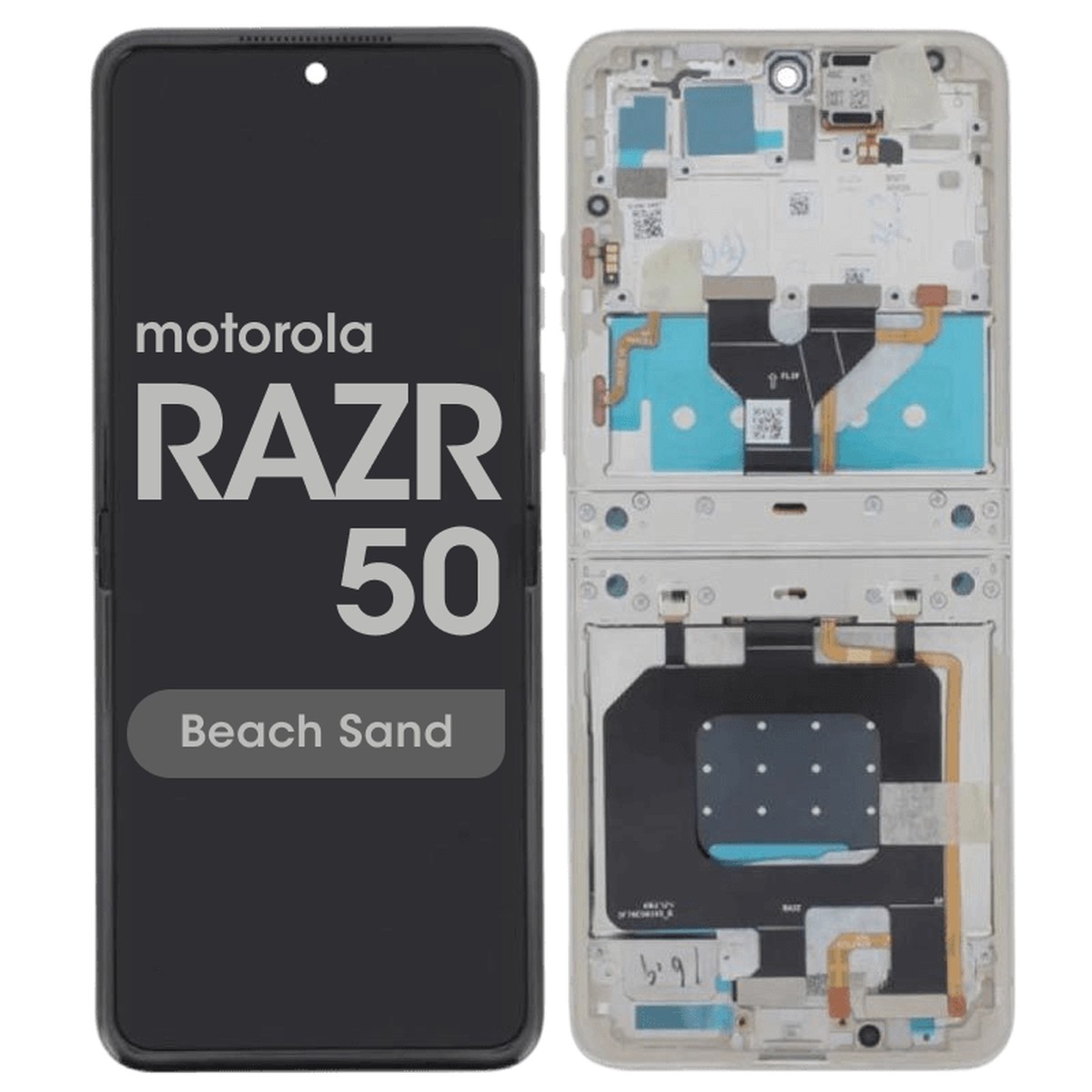 Pantalla OLED con táctil + marco Genuine para Moto Razr 50 (XT2453), Beach Sand