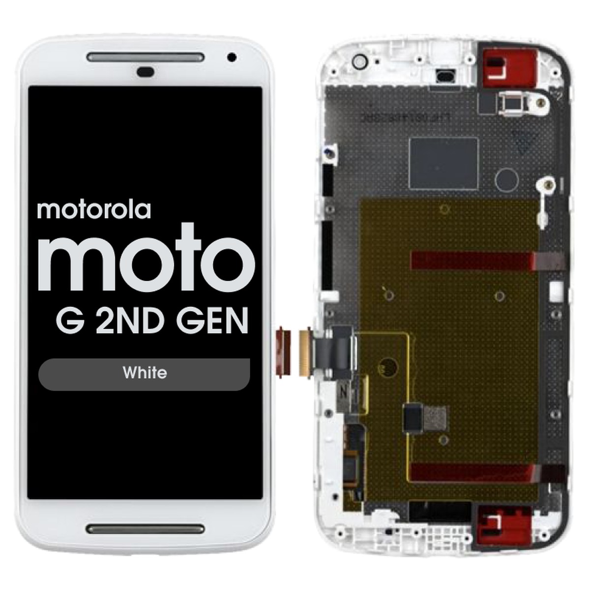 Pantalla LCD con táctil + marco para Moto G 2nd Gen (XT1063), White