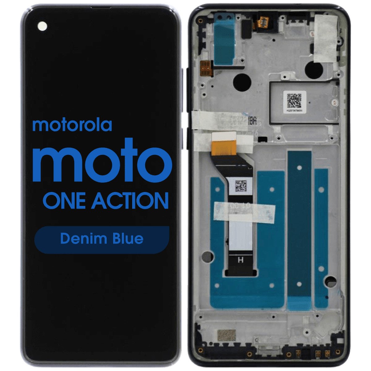Pantalla LCD con táctil + marco para Moto One Action (XT2013-1), Denim Blue