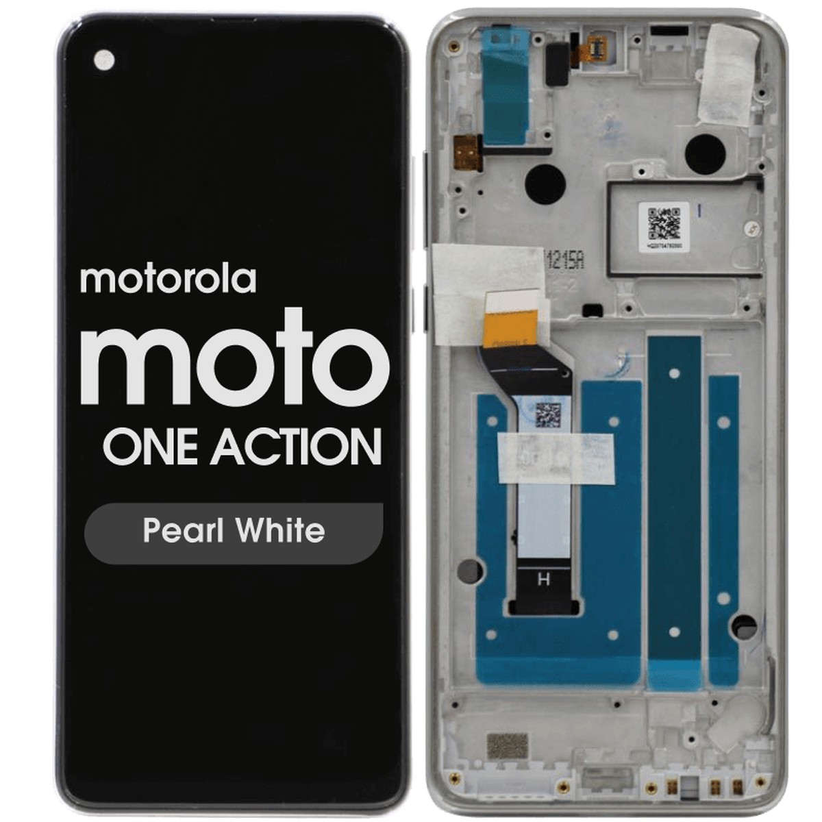 Pantalla LCD con táctil + marco para Moto One Action (XT2013-1), Pearl White