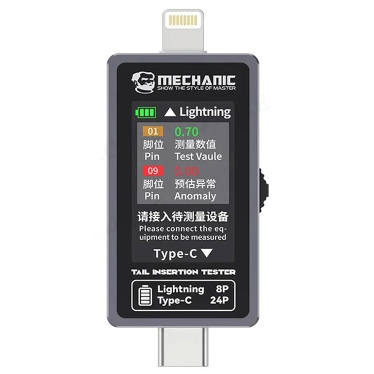 Probador de inserción para puerto USB-C / Lightning T824 Mechanic