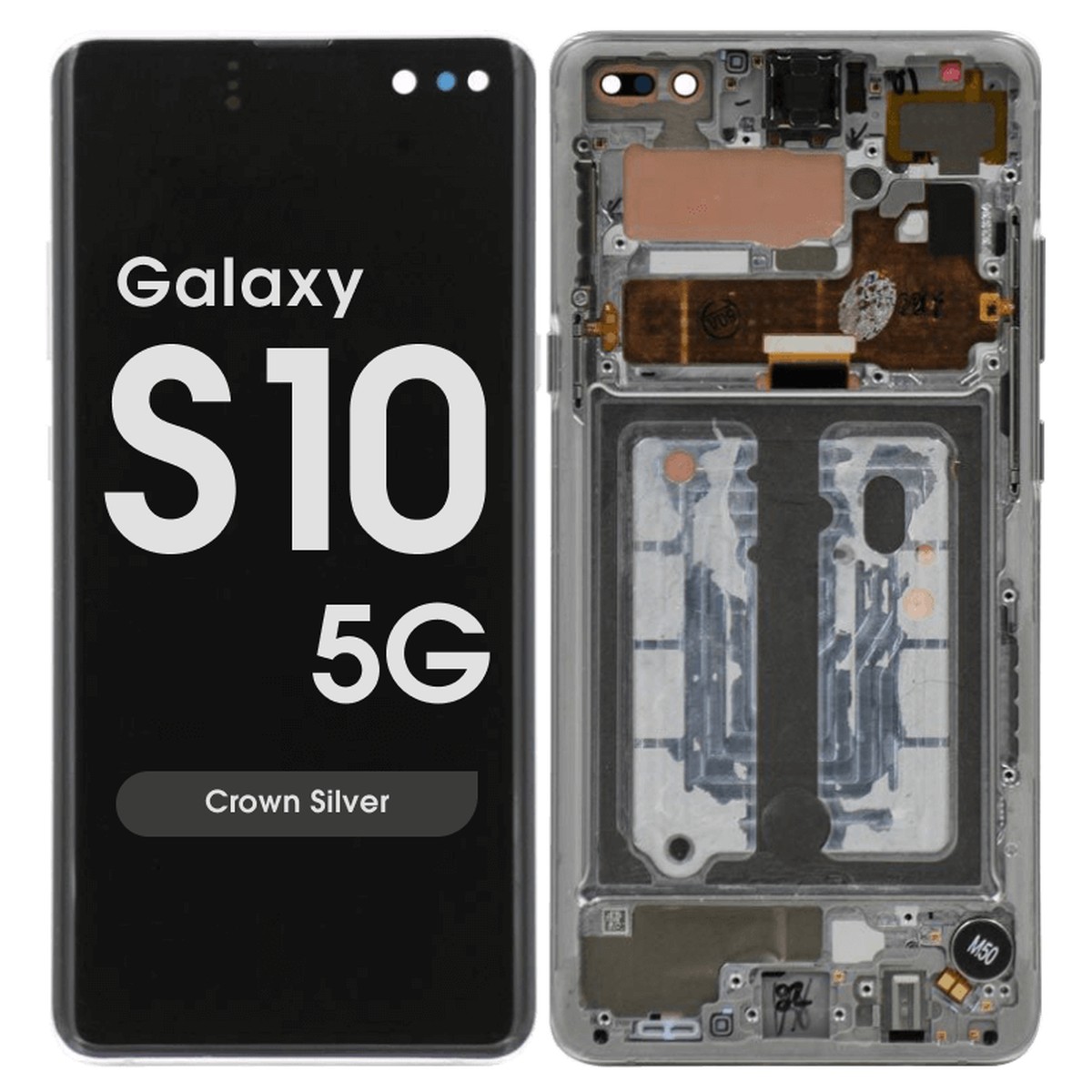Pantalla OLED con táctil + marco OEM Pull para Galaxy S10 5G (G977), Grado B, Crown Silver