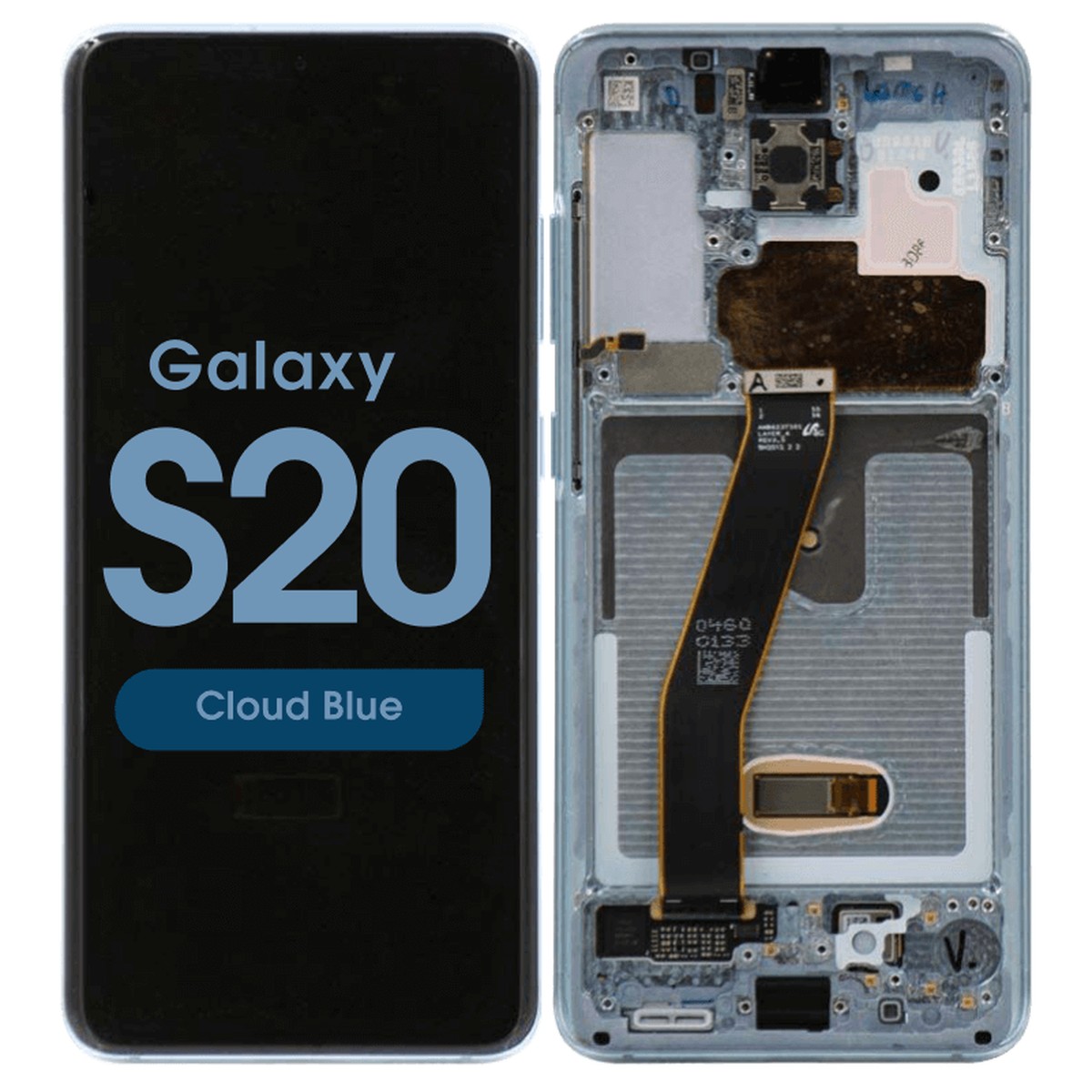 Pantalla OLED con táctil + marco OEM Pull para Galaxy S20 (G980), Todas las operadoras excepto Verizon 5G UW, Grado B, Cloud Blue