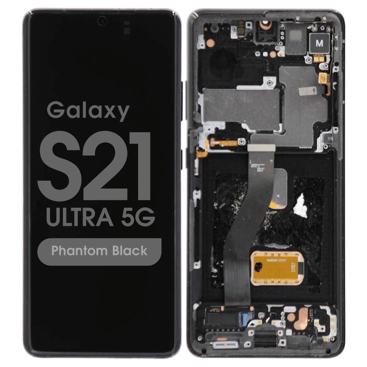 Pantalla OLED con táctil + marco OEM Pull para Galaxy S21 Ultra 5G (G998), Grado C, Must Transfer Antenna for Verizon / Phantom Black