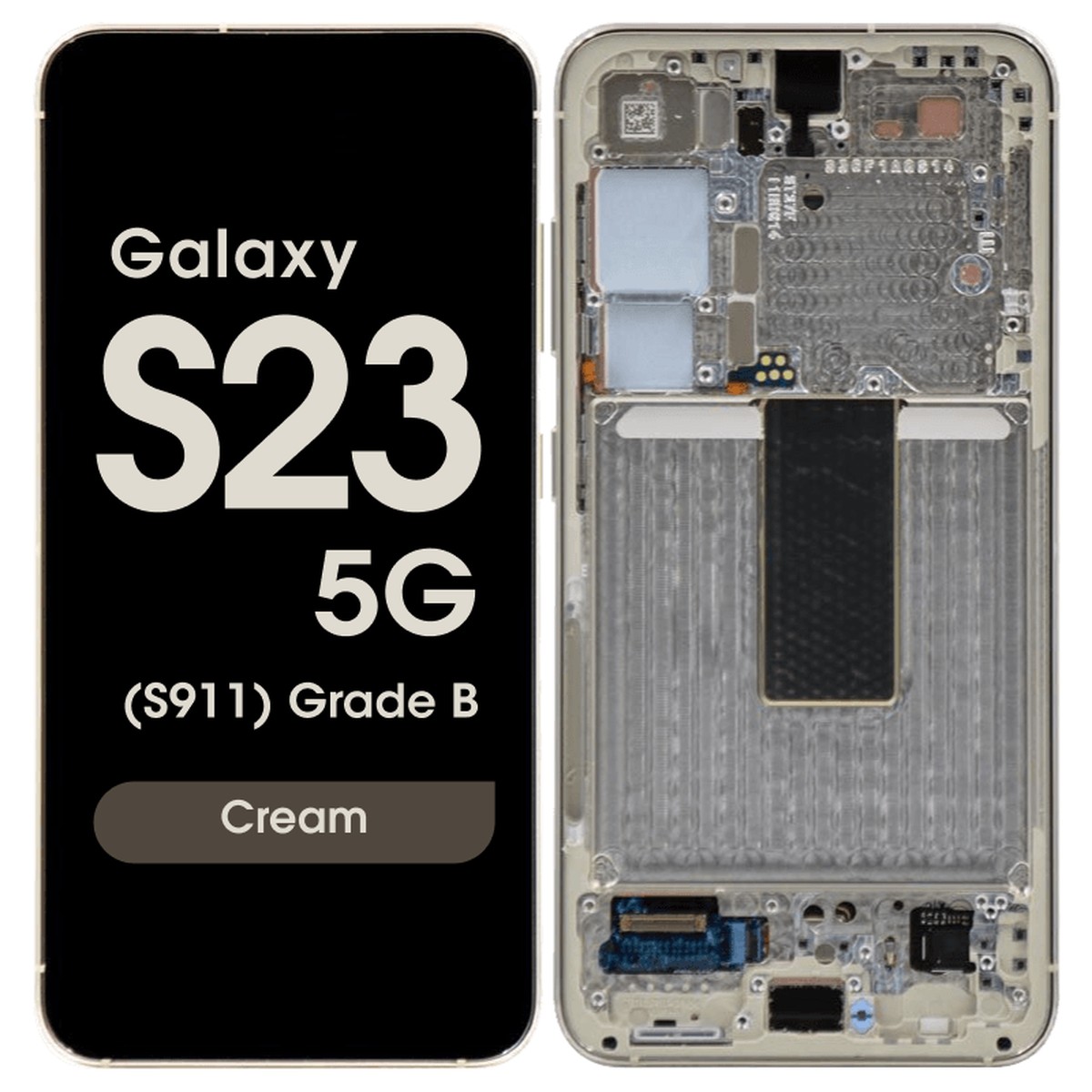 Pantalla OLED con táctil + marco OEM Pull para Galaxy S23 5G (S911), Grado B, Cream