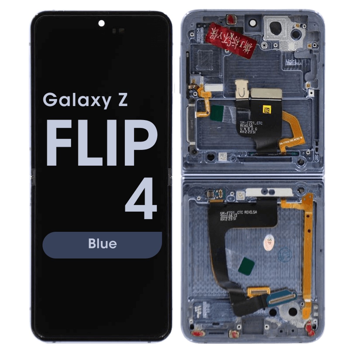 Pantalla OLED con táctil + marco OEM Pull para Galaxy Z Flip 4 (F721), Grado C, Blue