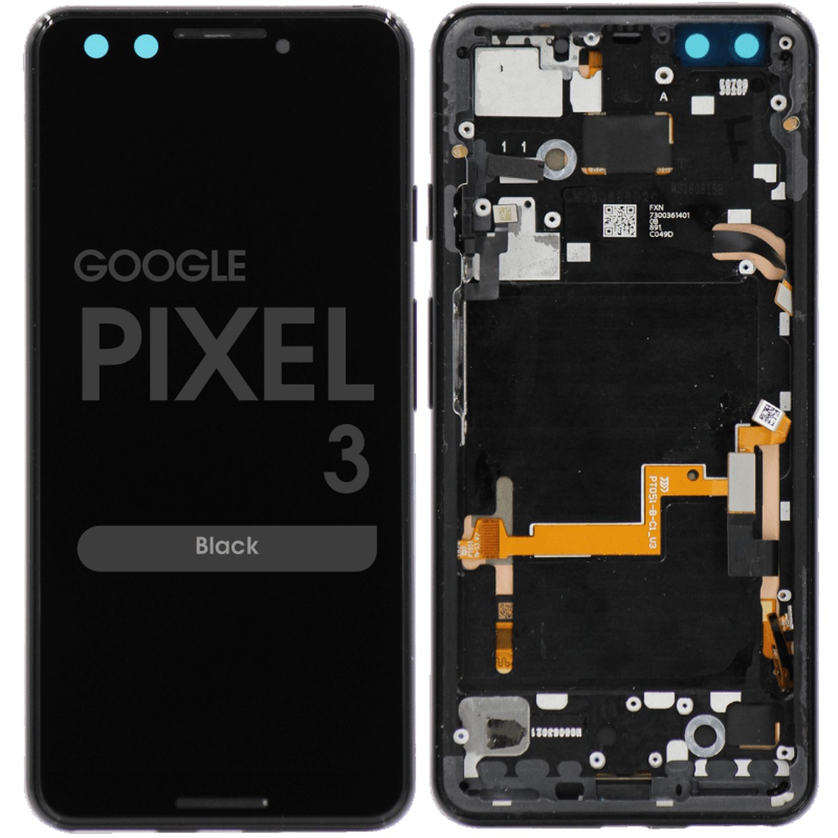 Pantalla OLED con táctil + marco OEM Pull para Google Pixel 3, Grado B+, Black