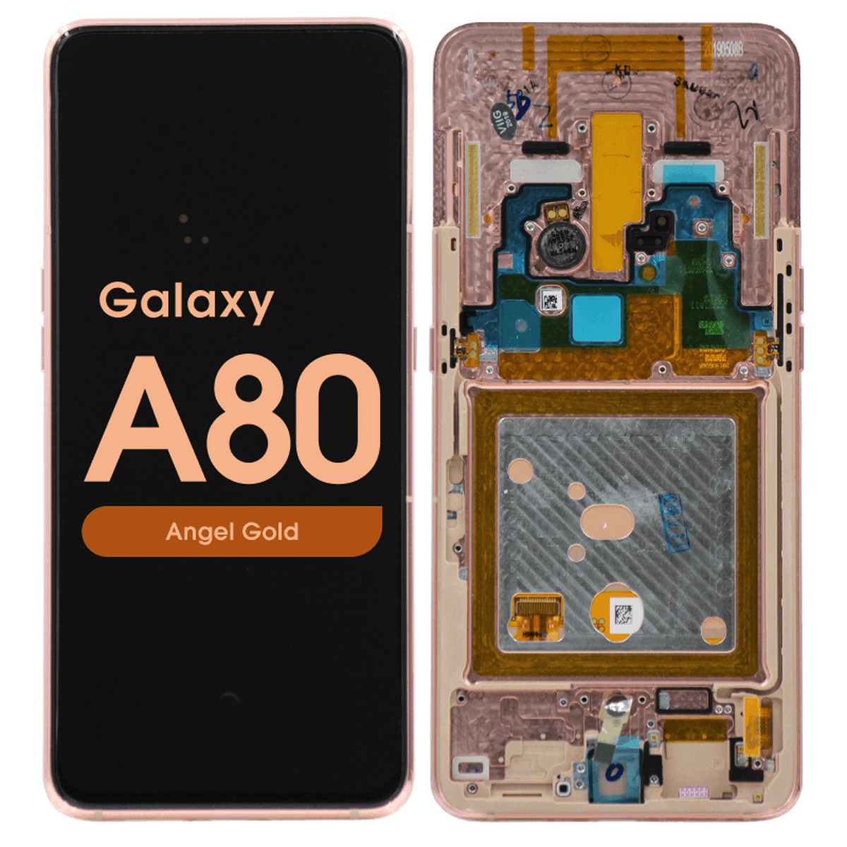 Pantalla OLED con táctil + marco para Galaxy A80 (A805), Angel Gold