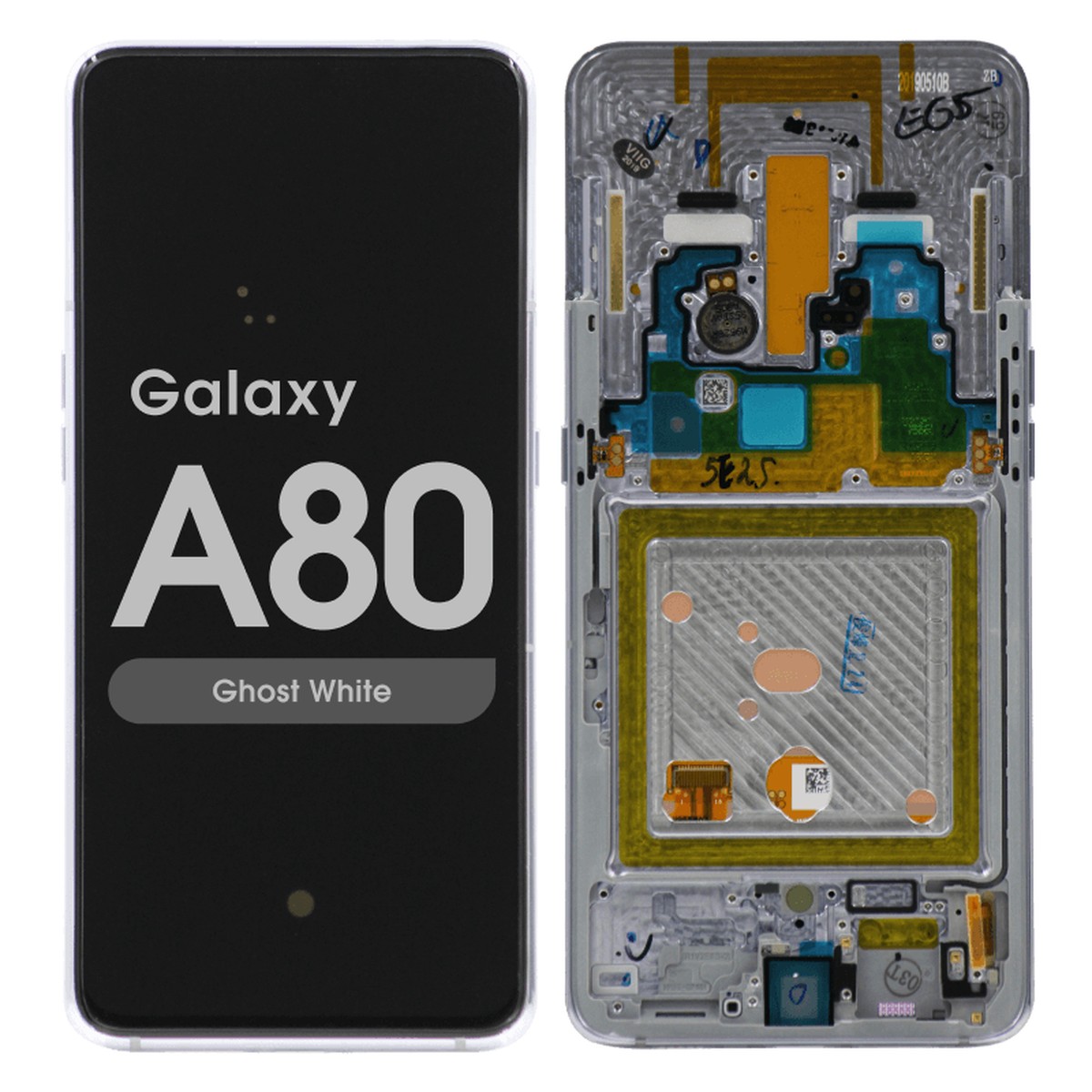 Pantalla OLED con táctil + marco para Galaxy A80 (A805), Ghost White (Frame)