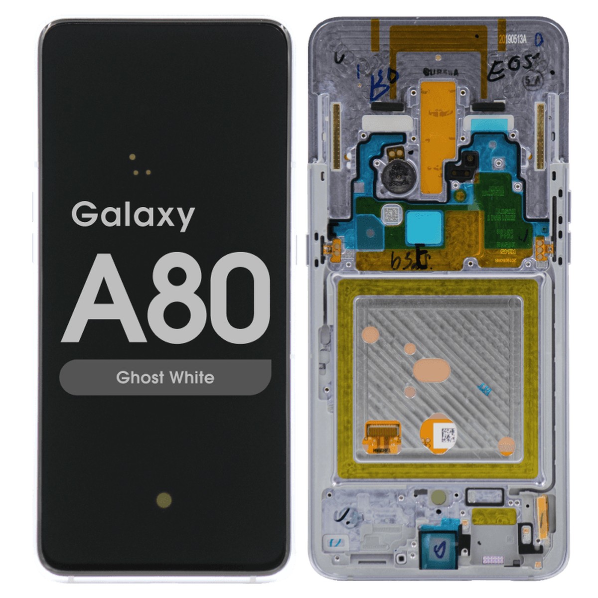 Pantalla OLED con táctil + marco para Galaxy A80 (A805), Ghost White (Premium)