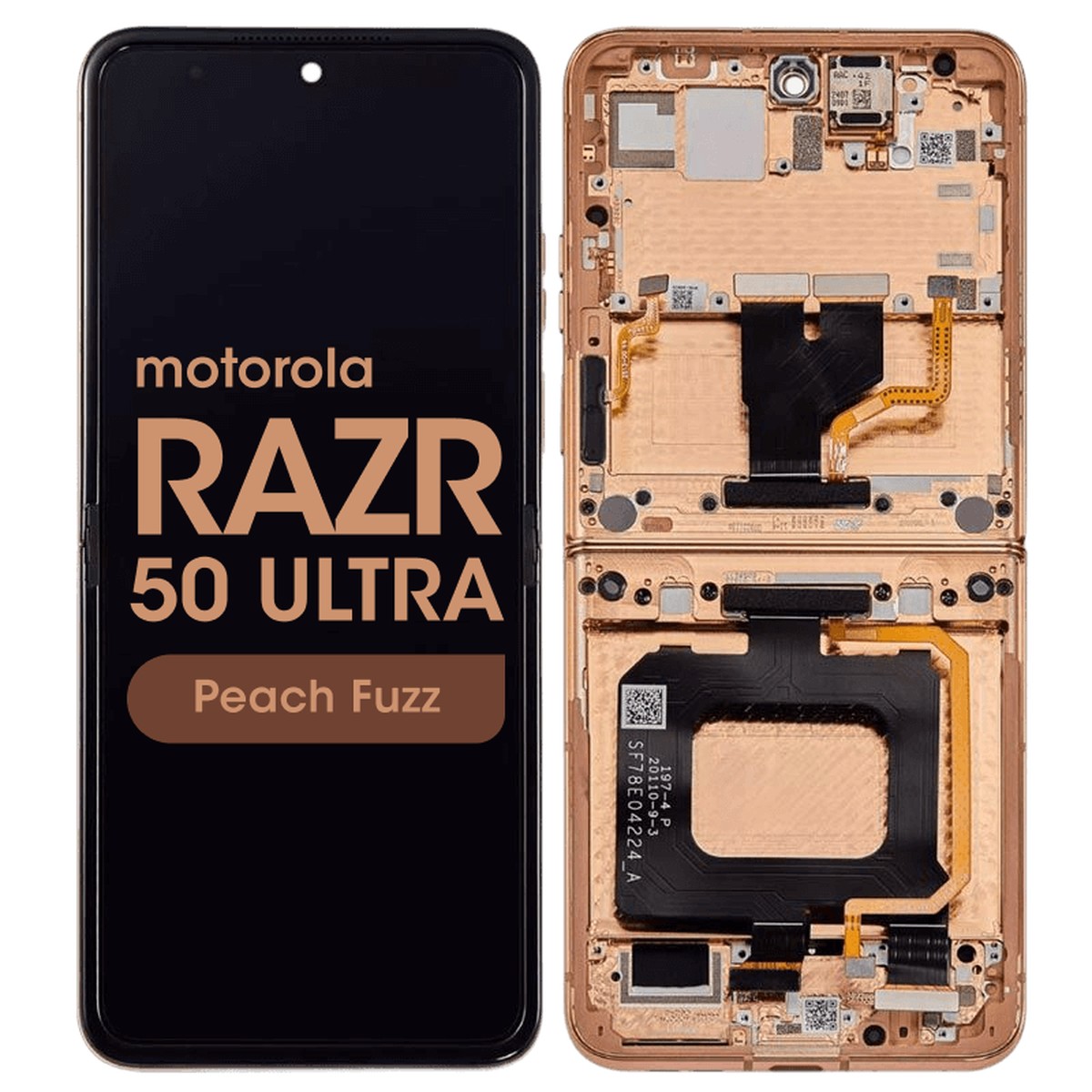 Pantalla OLED con táctil + marco para Moto Razr 50 Ultra (XT2451), Peach Fuzz