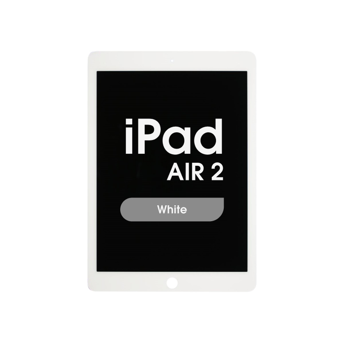 Conjunto completo de pantalla LCD con cristal táctil y flex de reposo / despertar preinstalado Premium Refurbished para iPad Air 2, White