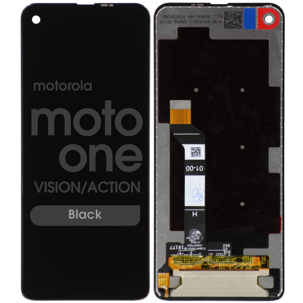 Pantalla LCD con táctil sin marco Reacondicionado para Moto One Vision / One Action, Black