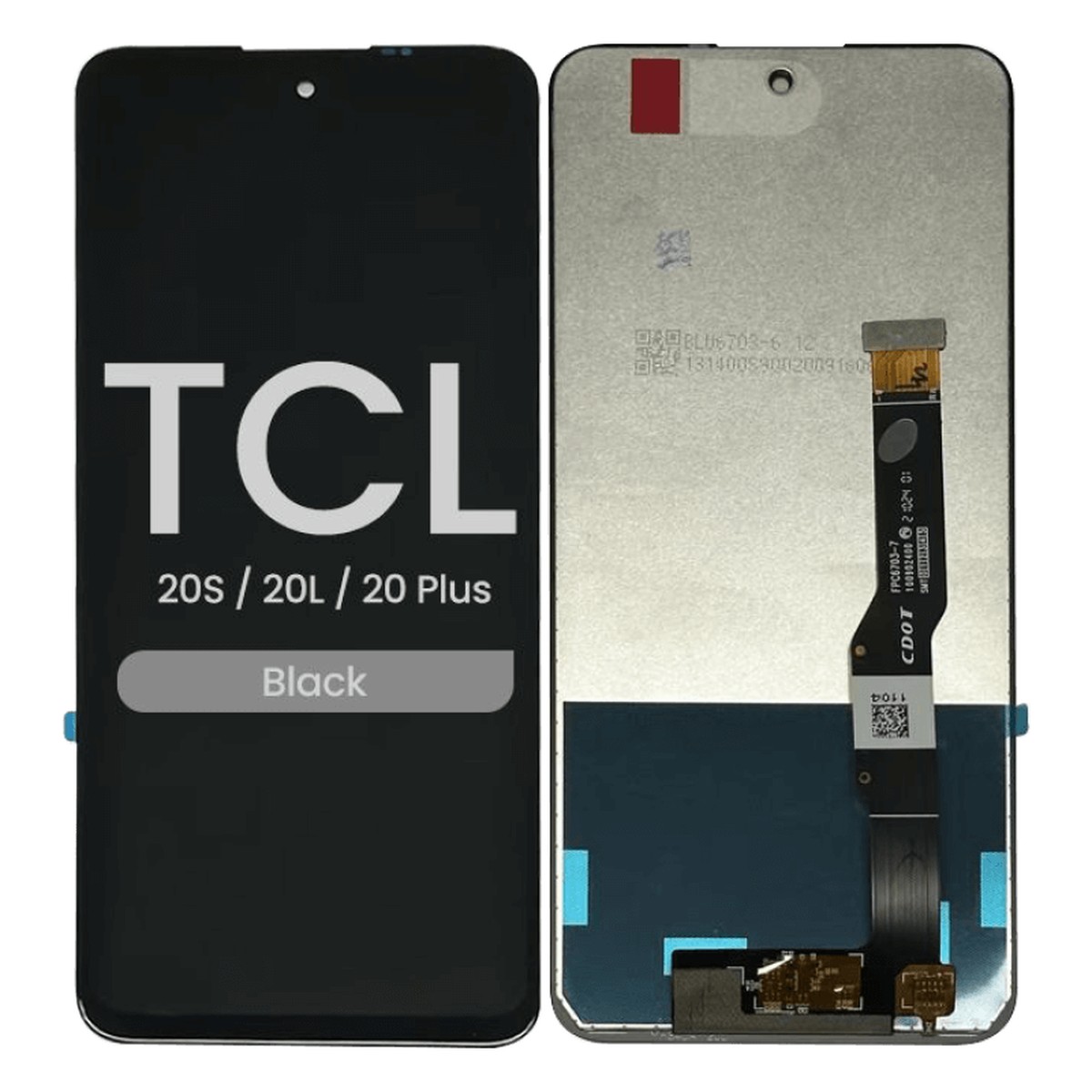 Pantalla LCD con táctil sin marco Reacondicionado para TCL 20S / TCL 20L / TCL 20 Plus, Black