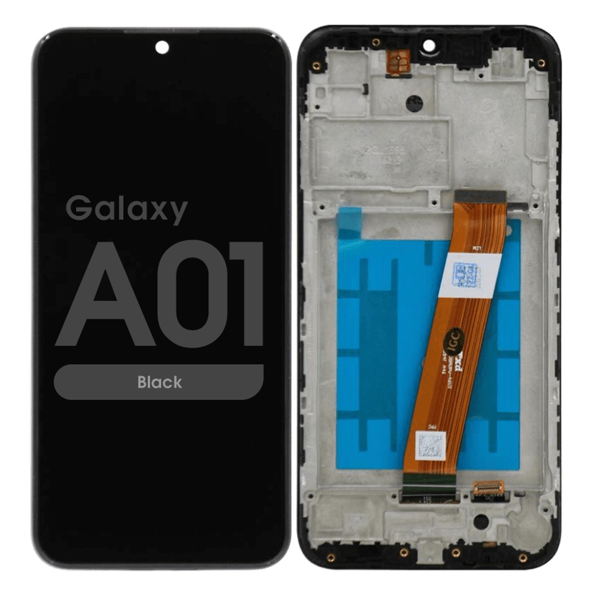 Pantalla LCD con táctil + marco Reacondicionado para Galaxy A01 (A015), Versión US, Narrow Connector / USB-C / Black