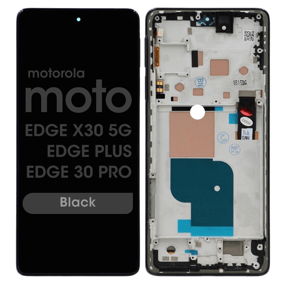 Pantalla LCD con táctil + marco Reacondicionado para Moto Edge X30 5G / Edge Plus / Edge 30 Pro (XT2201-4), XT2201-2/6 / Black