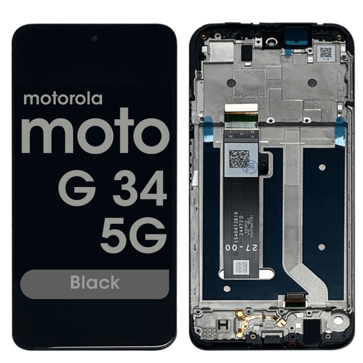 Pantalla LCD con táctil + marco Reacondicionado para Moto G34 / G45 5G (XT2363), Black