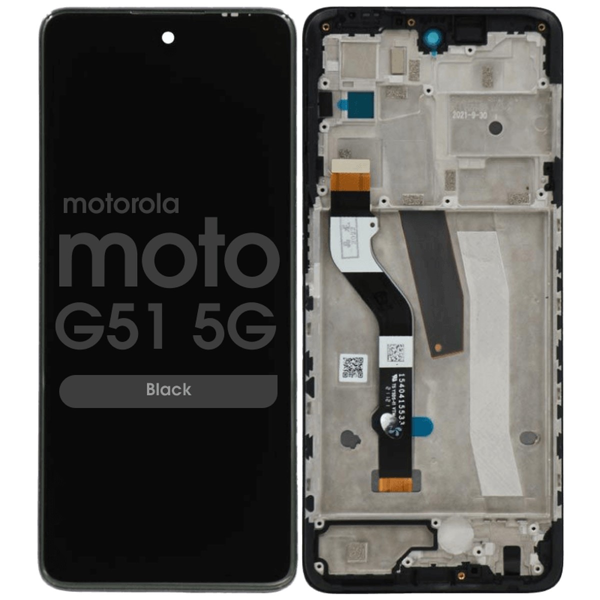 Pantalla LCD con táctil + marco Reacondicionado para Moto G51 5G (XT2171), Black