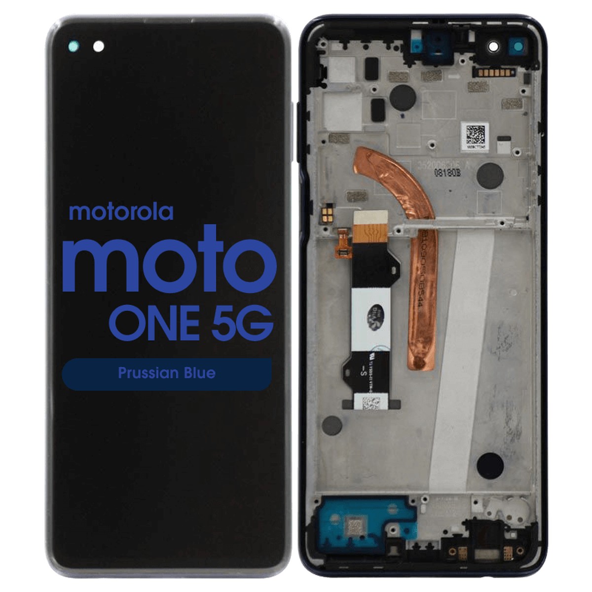 Pantalla LCD con táctil + marco Reacondicionado para Moto One 5G (XT2075-1), Prussian Blue