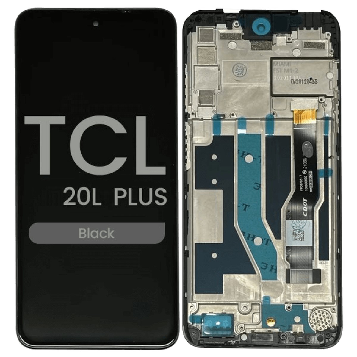 Pantalla LCD con táctil + marco Reacondicionado para TCL 20L Plus (T775B), Black
