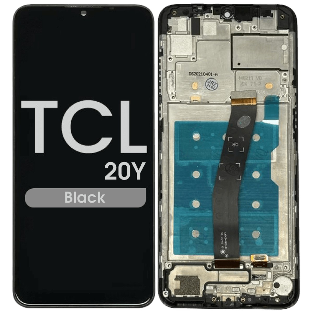 Pantalla LCD con táctil + marco Reacondicionado para TCL 20Y, Black
