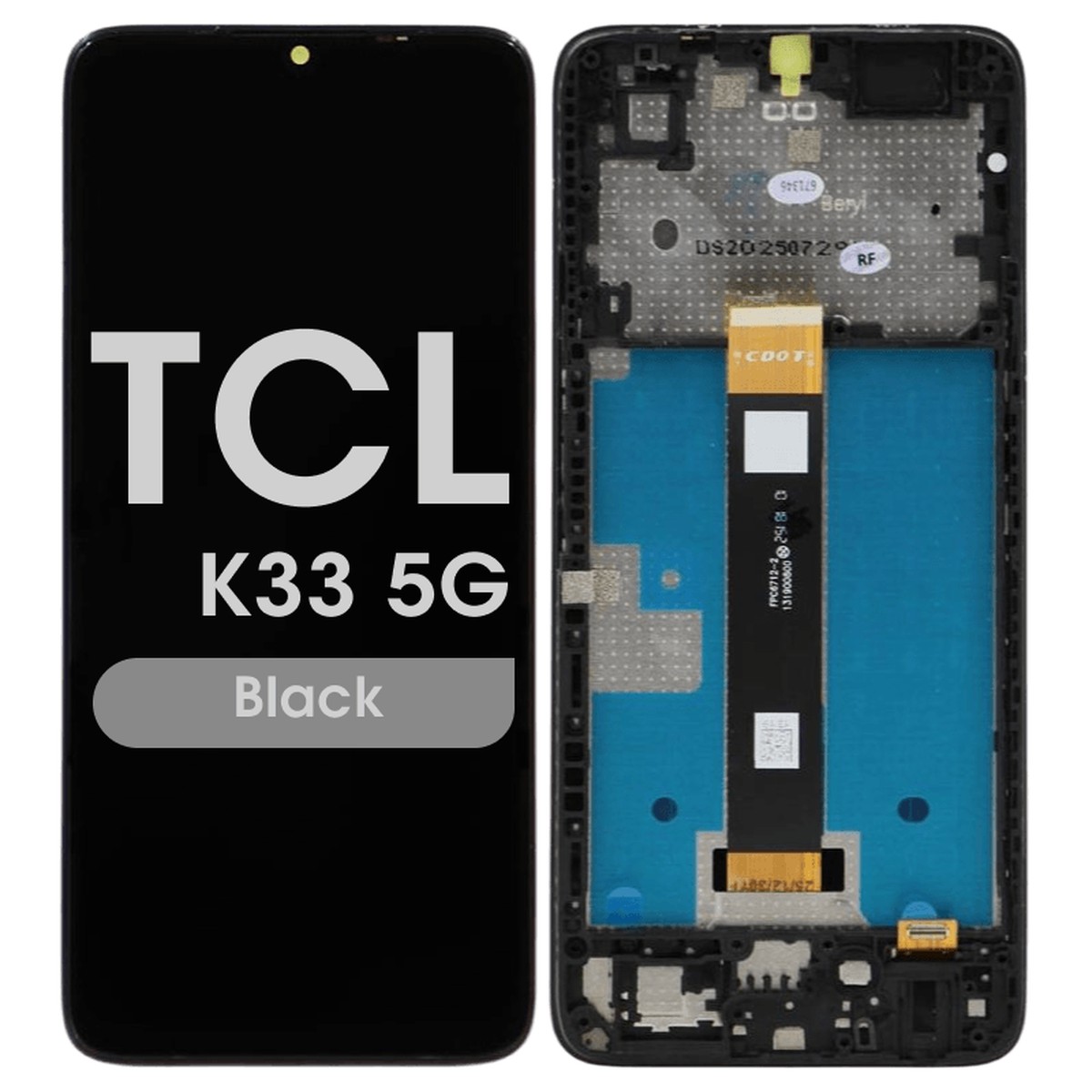Pantalla LCD con táctil + marco Reacondicionado para TCL K33 5G, Black