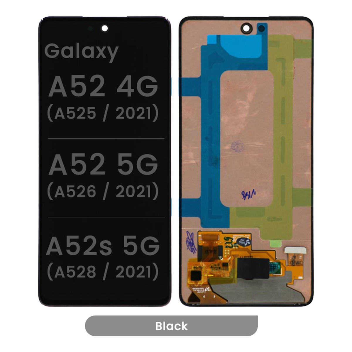 Pantalla OLED con táctil sin marco Reacondicionado para Galaxy A52 4G / A52 5G / A52s 5G, A525 / 2021 / A526 / 2021 / A528 / 2021 / Black