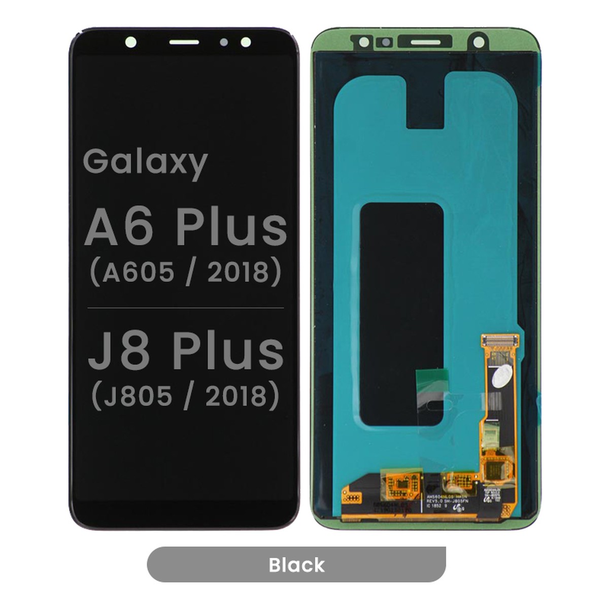 Pantalla OLED con táctil sin marco Reacondicionado para Galaxy A6 Plus / J8 Plus, A605 / 2018 / J805 / 2018 / Black